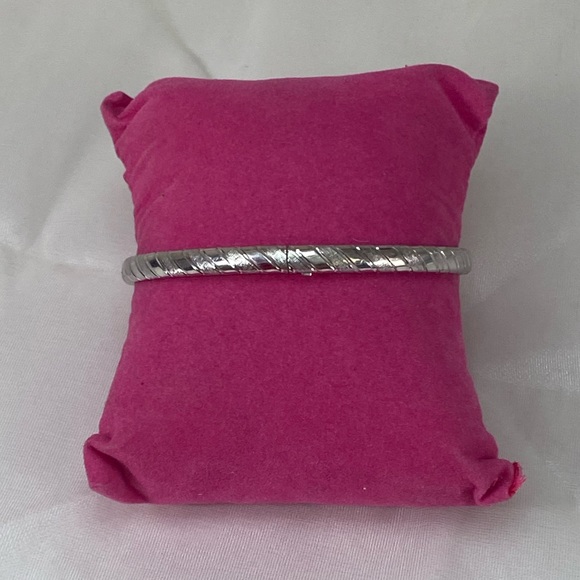 925 STERLING SILVER VINTAGE twisted textured bangle bracelet - Picture 4 of 10